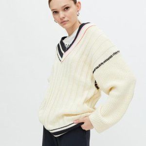 BDG Cream/Navy/Pink V Neck Sweater